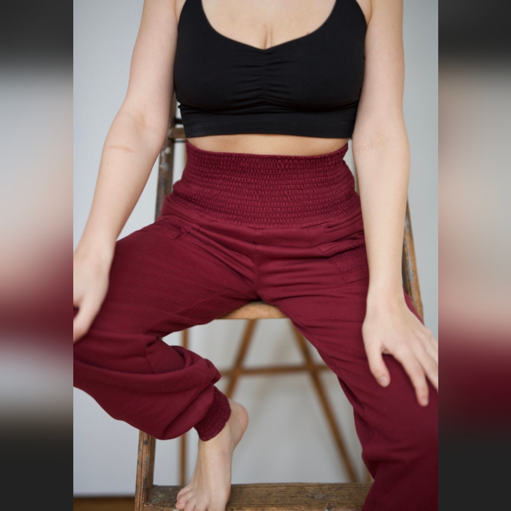 ♥️ Una Pluma Portland Nepal Cozy Joggers Fleece Organic Cotton L BLACK